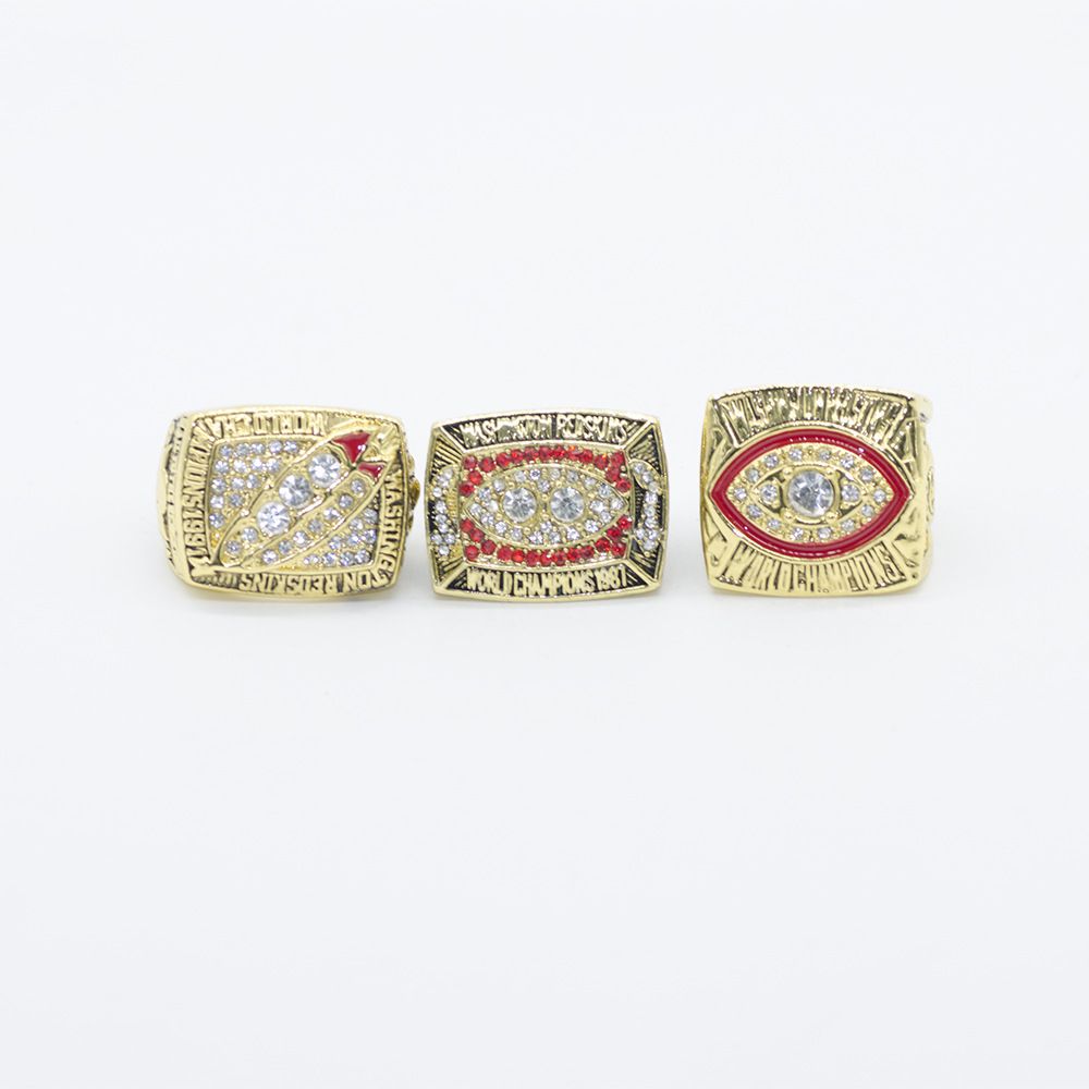 Prstani nogometnega prvenstva Washington Redskinsov 1982 1987 1991 Triletni komplet_voghion.com