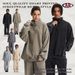 001 2025 Autumn Winter New Vintage Retro Terry Stand Collar Half-Zip Set Loose Trendy Brand Washed Sweatshirt Pants_voghion.com