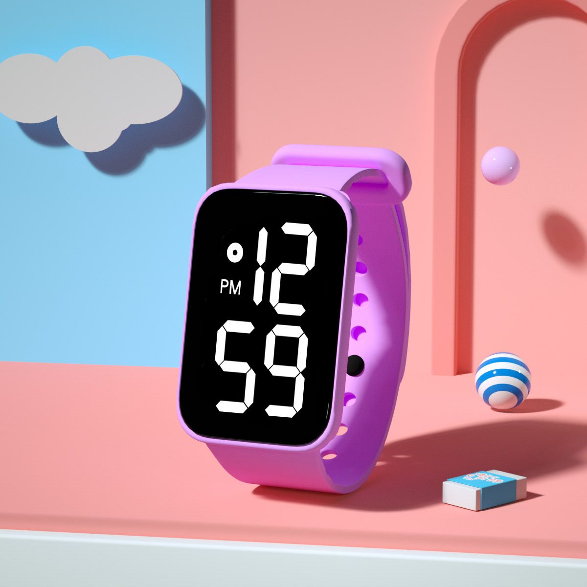 Nuovo orologio elettronico a LED con grande schermo in magazzino per coppie di studenti, versione coreana, orologio con bracciale quadrato touch alla moda e semplice_voghion.com