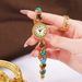Gordy Vintage Light Luxury Colorful Turquoise Bracelet Niche High-End Cat's Eye Stone Chain Quartz Watch_voghion.com