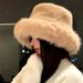 Hochwertiger, flauschiger Bucket Hat aus Kunstpelz in Nerzoptik für Damen, eleganter Stil, große Kopfgröße, kuscheliger Plüschhut für den Winter, warmer Pullover_voghion.com