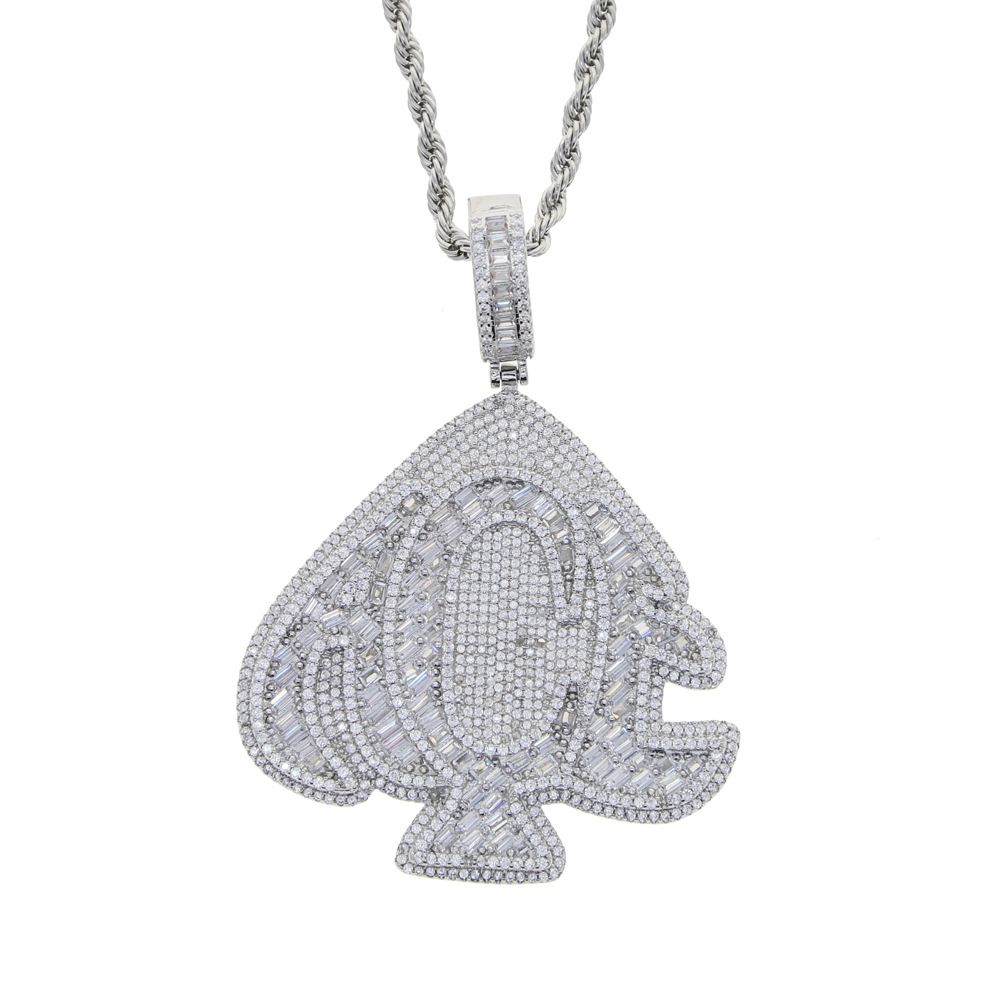 Collana con ciondolo a forma di cuore hip-hop da uomo - Pendente a goccia tempestato di diamanti in stile punk con catena a corda, ciondolo hip-hop in argento e oro_voghion.com