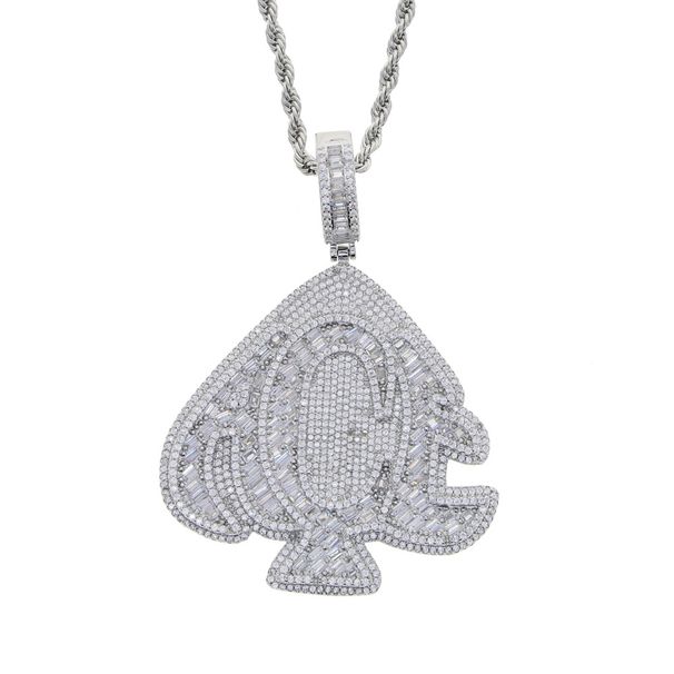 Collana con ciondolo a forma di cuore hip-hop da uomo - Pendente a goccia tempestato di diamanti in stile punk con catena a corda, ciondolo hip-hop in argento e oro_voghion.com
