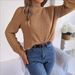 Autumn And Winter Casual Off-shoulder High-neck Hollow-out Long-sleeved Knitted Pullover Sweater Women's Clothing_voghion.com