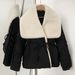 "Women's Slim-Fit Lamb Wool & Down Jacket – Winter Lace-Trimmed Coat (One Size, White/Black/Brown)"_voghion.com