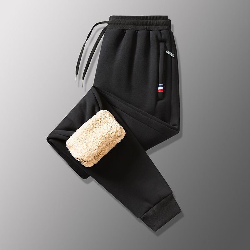 8XL lamb fleece pants for men, straight leg with thick fleece, casual sports pants, loose fit_voghion.com