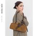 Small Niche Frosted Cowhide Bowling Bag For Commuting, Large Capacity Boston Leather Hand-held Shoulder Bag For Women_voghion.com