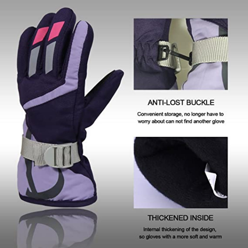 Kids Snow Gloves for Boys Girls Winter Waterproof Insulated Kids Ski Gloves Thickening Warm Windproof Outdoor Gloves 1 Pairs_voghion.com