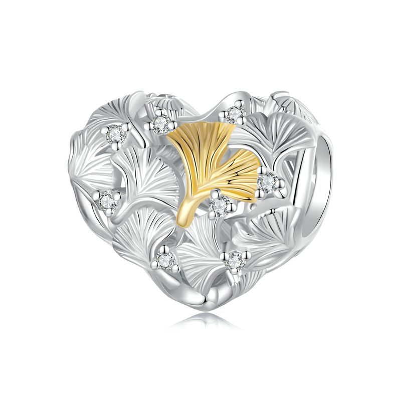 Ginkgo Leaf Charm Sterling Silver Charm,BSC1043_voghion.com