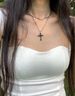 Collier croix double couche tendance et tendance, personnalité de niche, sens haut de gamme, nouvelle chaîne de clavicule, polyvalent_voghion.com