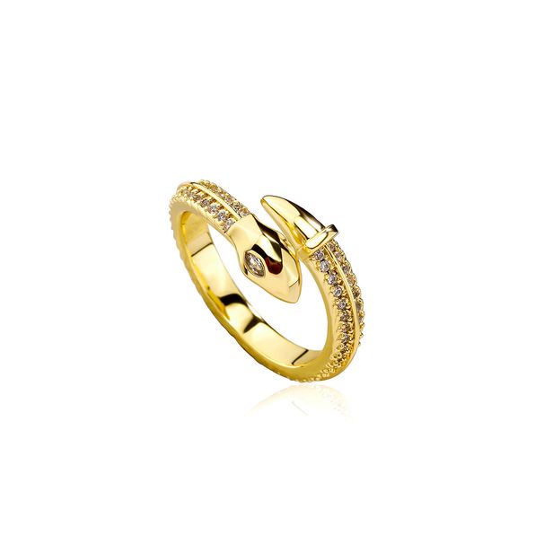 Ringe Offener Ring Kupfer Überzogen 14K Gold Zirkon Persönlichkeit Weiß Augen Schlange Form Ring Weibliche Batch_voghion.com