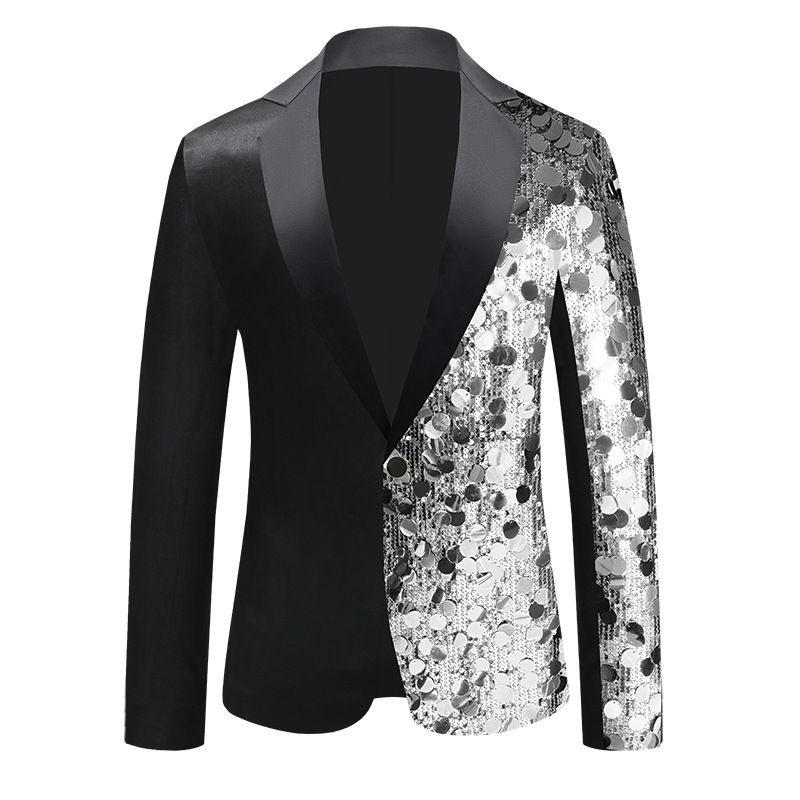 Herrenbekleidung Herren Pailletten Anzugjacke Tanzkleid Host Kleidung_voghion.com
