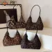 Women Suede Shoulder Leopard Print Hobo Zipper Closure Trendy Retro Handbag Work Shopping Bag_voghion.com