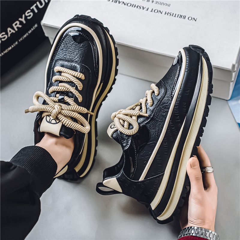 Heren 2025 Lente Nieuwe Ademende Lage Top Dad Veelzijdige Trend Dikke Zool Hoogte Verhogende Sport- en Casual Schoenen_voghion.com