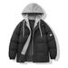 Piumino invernale con cappuccio da uomo, stile streetwear, modello oversize in finto due pezzi (nero, grigio scuro, azzurro, rosa, beige)_voghion.com