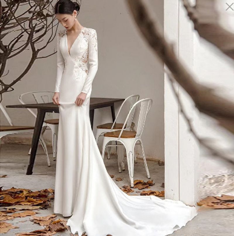 Neue Satin Fischschwanz Schleppende Brautkleider_voghion.com