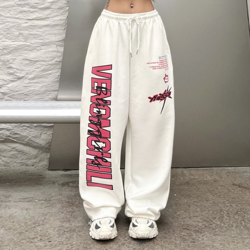 Wind Dance Street Hiphop Casual Sports Loose Draping Large Print Wide Leg Pants_voghion.com