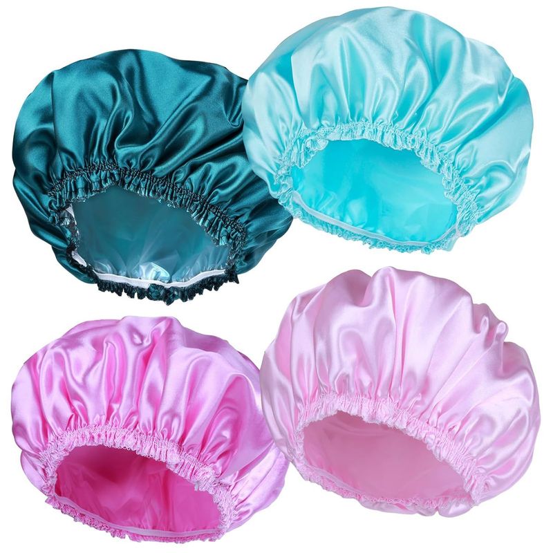 Bonnet de douche réutilisable pour femme - Protection capillaire imperméable double couche (conception extra couvrante, parfaite pour le bain, le lavage des cheveux et le spa)_voghion.com