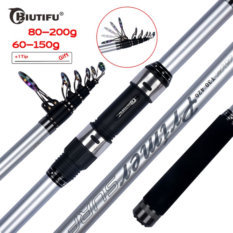 BIUTIFU Surf Rod 5.3/5.0/4.5/4.2/4.05/3.9m Telescc Fishing Travel Spinning Power 60-200g Throw Surfcasting Casting Pole_voghion.com