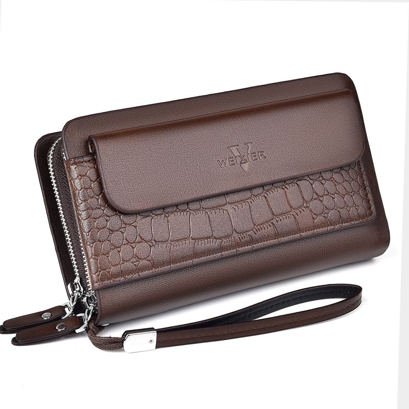 Men's Wallet Business Retro Men's Long Leather Clutch Bag Large Capacity Wear Resistant Multi Card Slot Zipper Men's High End Wallet_voghion.com