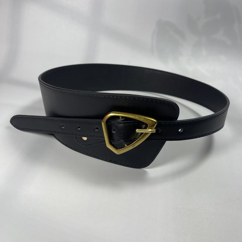 Ceinture large simple et polyvalente pour femme, nouvelle collection de style européen et américain, avec chemise, robe, manteau, décoration à boucle inclinée_voghion.com