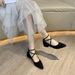 MTX Women's 2025 Spring Summer New Korean Style Elegant Versatile Rhinestone One-Strap Chunky Heel Pointed Toe Hollow Single_voghion.com