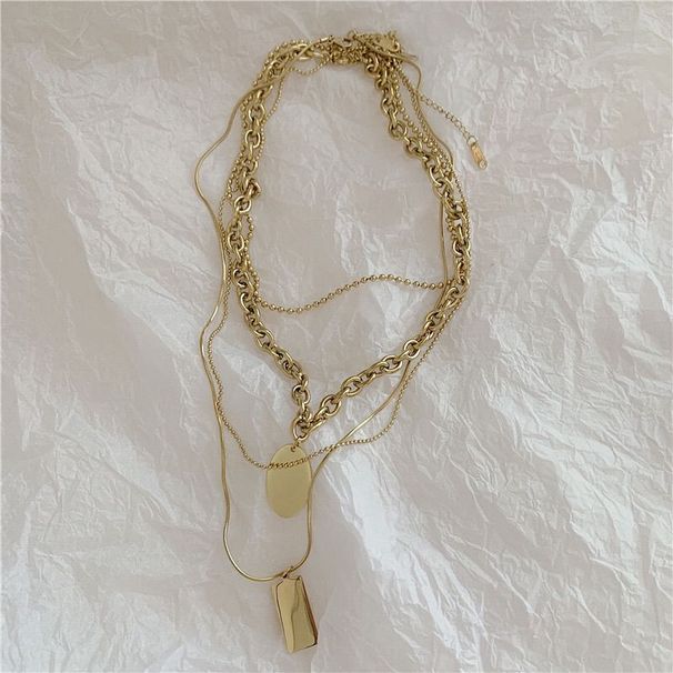 Collana in acciaio al titanio con catena per clavicola a più strati, con ciondolo a forma di marchio Garden, da donna_voghion.com