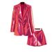 GraceChic GraceChic GraceChic 2023 Spring Summer Rose Pink Sequin Cool Flash BLING Blazer Shorts Fashion Two-Piece Set_voghion.com