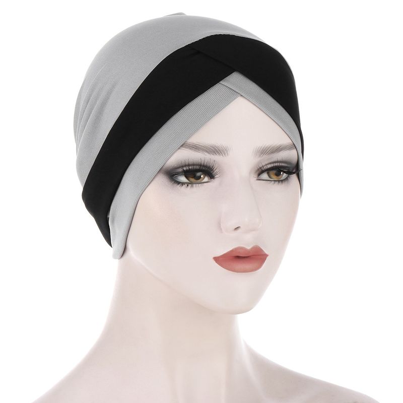 New elastic fabric front cross Indian crystal linen headscarf hat, Muslim base hat_voghion.com