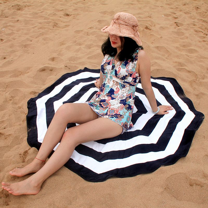 Asciugamano da bagno rotondo con stampa attiva in spugna di cotone, stile Hawaii, per yoga e spiaggia_voghion.com