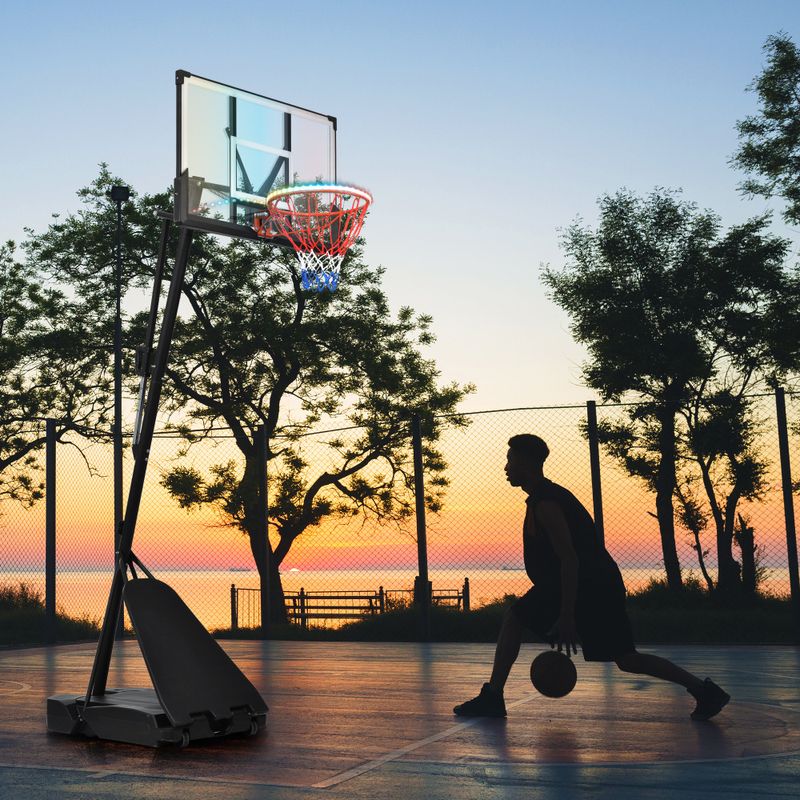 Portable Basketball Hoop, 8-10ft Height Adjustable , LED Hoop Lights, Colorful Lights, Waterproof,Super Bright To Play At Night Outdoors_voghion.com