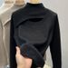 Soft Fleece-Lined High Neck Thermal Sweater - Cozy Loose Fit Pullover For Winter Layering (White, Black, Khaki, One Size)_voghion.com