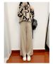 K Women's Knitted Suit; Casual Fashion Scarf; Sweater; Wide-leg Pants; Three-piece Set._voghion.com