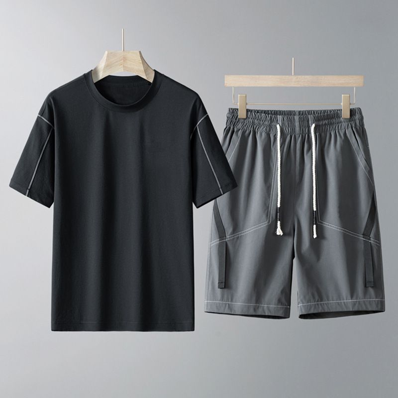 Férfi ruházat Plus Size nyári Plus Size lezser öltöny vastag rövidnadrág póló_voghion.com