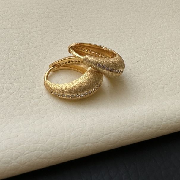 Fibbia per orecchini retrò in argento sterling S925, con texture spazzolata italiana, alla moda, di base, personalizzata, gioielli in argento_voghion.com