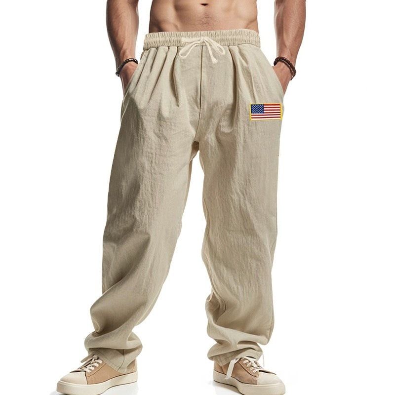 ​​Locker geschnittene Freizeithose für Herren, atmungsaktive Hose aus Polyester-Mischgewebe für den Alltag, bequeme Loungehose mit geradem Bein​​_voghion.com