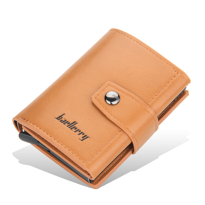 BAELLERRY porta carte da uomo porta carte automatico con fibbia elastica nuovo porta carte RFID con guscio in metallo e alluminio_voghion.com
