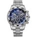Men's Large Dial Blue Light Steel Band Quartz Watch_voghion.com