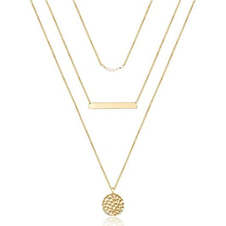 Új termékek Halmozott többrétegű nyaklánc gyöngylánc flitterekkel többrétegű nyaklánc női gyöngy kulcscsont lánc nyaklánc_voghion.com