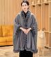 Women's Shawls Autumn And Winter New Woolen Coat Plus Velvet Thickening Fashionable Fur Collar Warm Loose Large Size Cloak Shawl Outer Wear_voghion.com