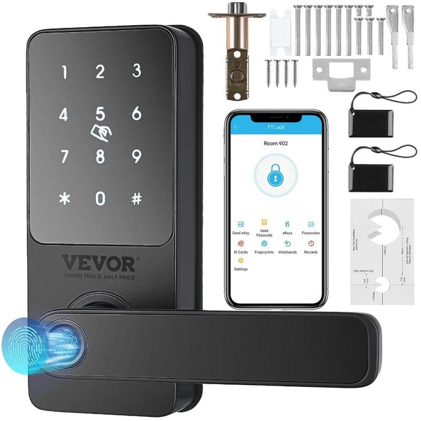 Entry With Lock Deadbolt Door 5in1 Lock Smart Fingerprint Smart Door Smart Control Keyless Lock With Bluetooth Handle Knob App_voghion.com