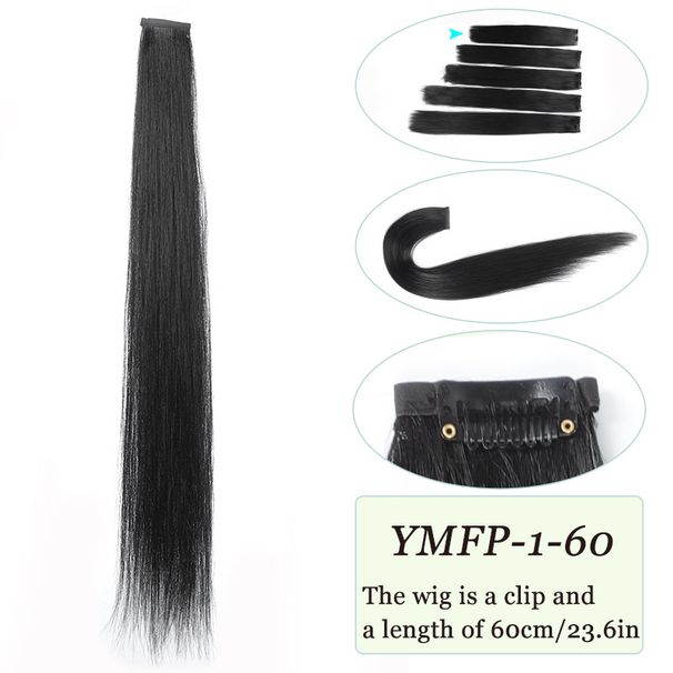 Parrucca in fibra chimica con barba di mais e capelli lunghi e lisci, pezzo unico, extension per capelli senza legare, pezzo di capelli lunghi e lisci_voghion.com