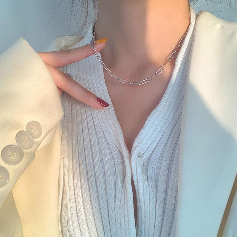 VENUS Sie Sterling Bright Flash Chain Snake Bone Chain Necklace for Women Wedding Fashion Jewelry Girlfri_voghion.com