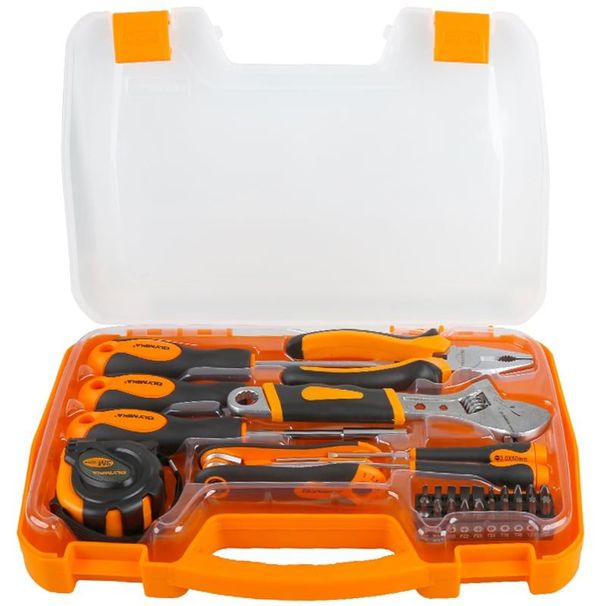 Home Tool Set 34-piece Basic Mechanic Tool Set With Tool Box, Ideal For Home Repairs, Convenient Storage, With Individual Containers For Easy Portability_voghion.com