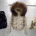 Women's Short Down Jacket Large Collar, White Duck Down, Loose Fit, Petite Winter Coat With Raccoon Fur Collar_voghion.com