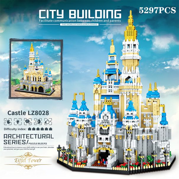 5297 stk. Prinsesseslot Byggeklodser Model Sæt Blå Kirkeby Klassisk Tegneserie Mursten Byggelegetøj Børnegaver_voghion.com