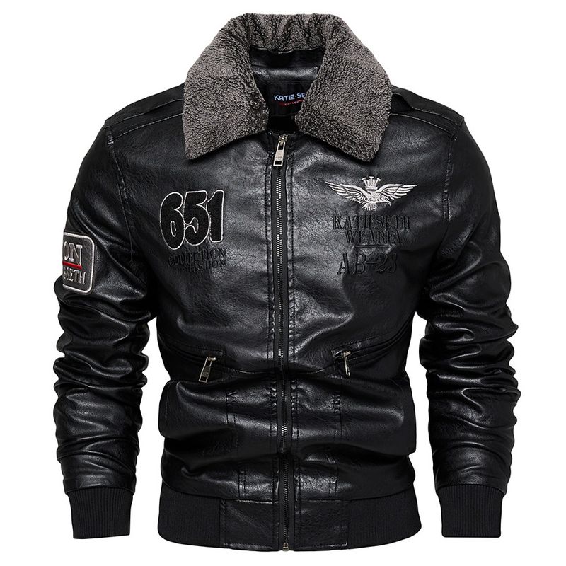 Men's Clothing Fashionable Plus Size Fleece Lined Leather Jacket Fashionable Windproof Biker Coat With Zipper Pockets (Black, Maroon, Coffee)​​ ​​_voghion.com