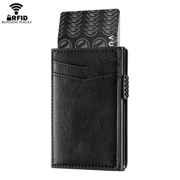 Men’s Bags Men's Side Push Metal Card Holder Microfiber Multi Card Holder New Wallet Multi Card Holder Wallet_voghion.com