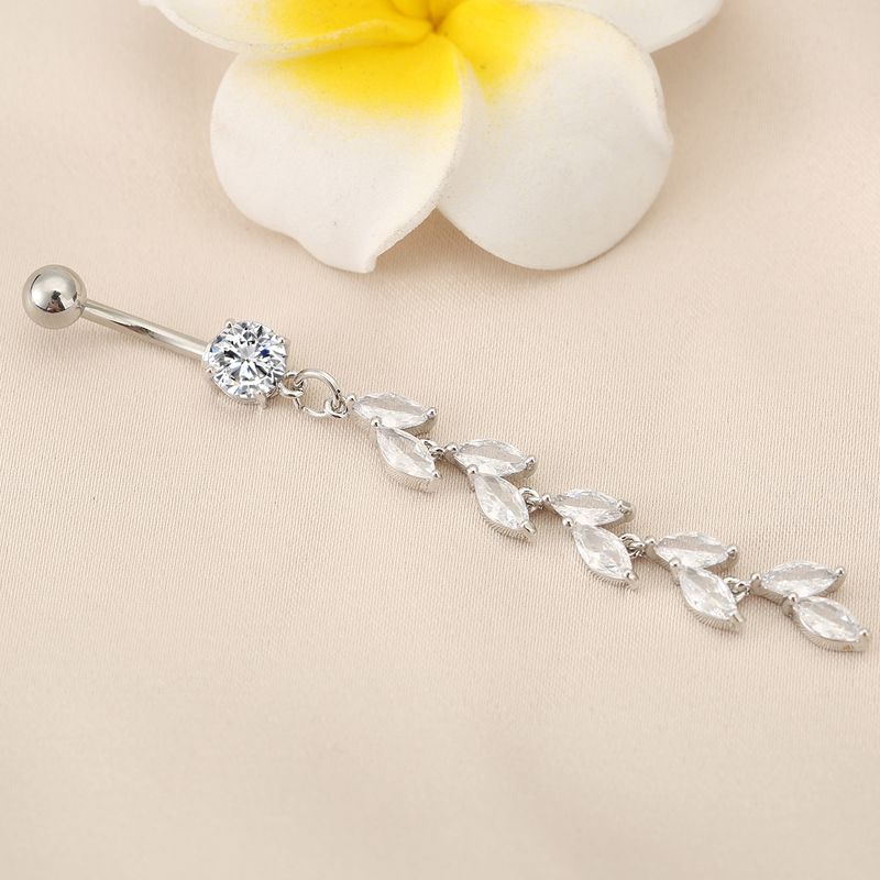 Zirkon Blatt Bauch Ring - Weizen Ohr Quaste Körper Piercing Schmuck_voghion.com