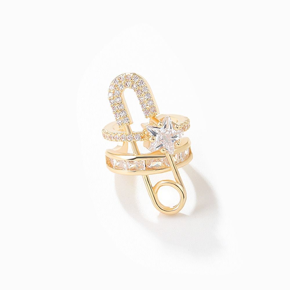 European and American exaggerated zirconium micro inlaid earrings, open-loop, pin, design, double-layer jewelry_voghion.com